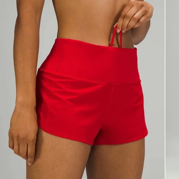 Lululemon Speed Up Shorts Red High Waisted Running Athleisure Workout Size 4 - Picture 3 of 12